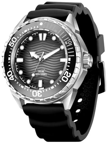 Zunate Solarbetriebene Quarz-Taucheruhr, Nachtleuchtend, Wasserdicht, 300 M, Silikonarmband für Männer und Frauen, Sportreisende