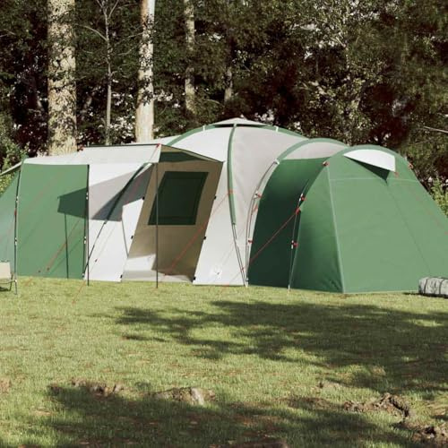 Geräumiges Kuppel-Familienzelt für 12 Personen, Grün, Wasserdicht, 840x720x200 cm Outdoor Camping Zelt mit Abnehmbarem Überzelt, PE-Boden, E-Anschluss für Abenteuer