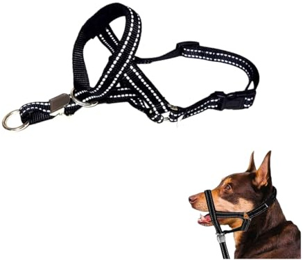 Ymswjgj Arnés de tracción para perros – Previene el collar del cabestro para perros con tejido acolchado Halti para perros grandes con cinturón de seguridad Arnés para perros