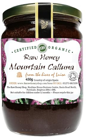 Luisa's RAW ORGANIC MOUNTAIN CALLUNA HONEY, 450g | Spanish Heather Honey from Asturias, Enzyme Rich, Antibacterial, Coarse Filtered - The Raw Honey Shop