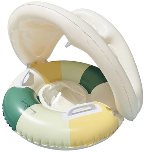 Monwssoe Flotador para bebé con Dosel - Parasol UPF y Asiento Seguro para Piscina, Lago y Playa - Flotador Inflable para natación para bebés de 6 a 12 Meses