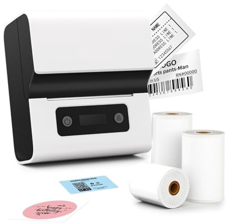 CCZRD Impresora De Etiquetas Código Barras, Térmica Bluetooth 3 Pulgadas For Uso Doméstico Y Empresarial, Compatible con Teléfono PC Impresión Rápida Nítida Cada Etiqueta(White)