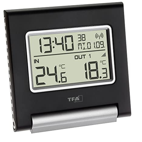 TFA Dostmann Spot Funk-Thermometer, 30.3030, Höchst-und Tiefwerte, Außentemperatur, Innentemperatur, L 109 x B 20 (39) x H 104 mm