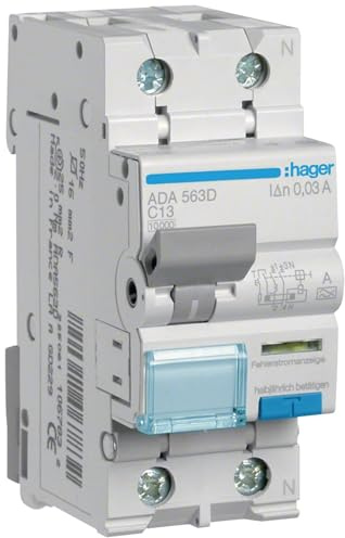 Hager ADA563D FI-Schutzschalter/Leitungsschutzschalter 2polig 13A 0.03A 240V