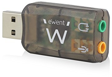 Ewent EW3751 Scheda Audio Esterna USB 2.0 a 3.5mm, Audio Virtual 5.1 Adattatore Audio per Windows, Ingresso Microfono e Uscita Cuffie/Speaker