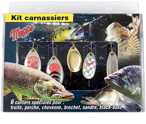 Mepps spinner-kit**öring**Pike**abborre bete paket val komet Aglia Lusox Black Fury XD spigg (rovdjurspaket)