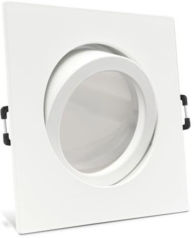trendlights24 Carree-C LED Einbaustrahler 230V 8er Set 1,5W Spots GU10 | Decken Einbauleuchte, Weiß, eckig, LED Spots, Warmweiß, 3000k, austauschbar, Einbauspot, schwenkbar, 68 mm Lochmaß