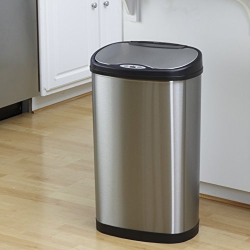 Cubo de basura doble de 50 l (30 + 20 l) para reciclaje y desperdicios de la cocina con sensor automático para los residuos y el polvo