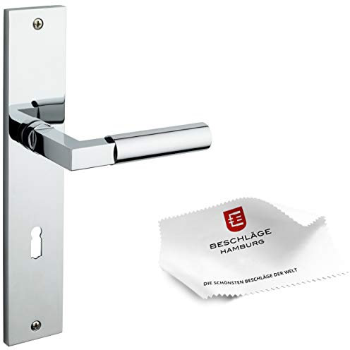 Beschläge Hamburg | Bauhaus Türbeschlag | GRO PRIME 20-04ZAMAK MPC BB im Design nach Gropius & Meyer | Türgriff, Türklinken, Türdrücker - Innentür Zimmertür | 45 x 245 mm in Chrom poliert