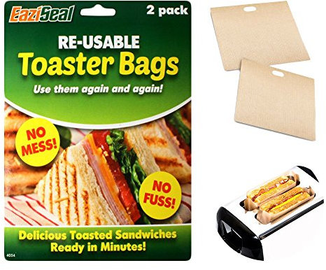 Deluxe 2 Pack of Reusable Toaster Bags - Non Stick Toastie Sandwich Maker Pocket Toast Bag by Lizzy®