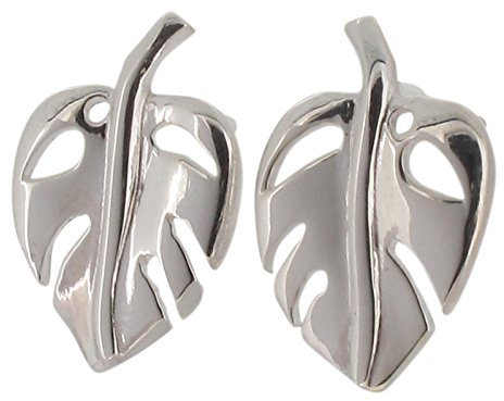 Touch Jewellery 925 Sterling Silver Monstera Leaf Stud Earrings