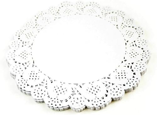 Selecto Bake 100 pcs White Cake Decorating Pads Lace Paper Doilies 6.5'' (16.5cm) Groceries Disposable Round Papers Placemat Cake Packaging Pads for Wedding Tableware Food Decoration