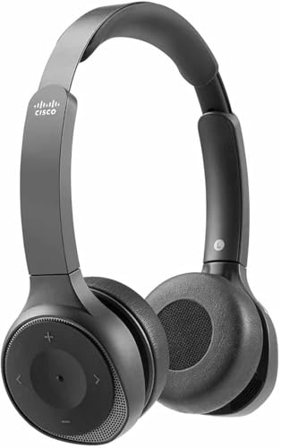 Cisco Headset 730, Wireless Dual On-Ear Bluetooth Headset with Case, USB-A HD Bluetooth Adapter, USB-A and 3.5 mm Cables, Carbon Black, 1-Year Limited Liability Warranty (HS-WL-730-BUNA-C)
