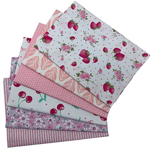 Jukway 6 Stück Baumwollstoff Meterware 50 x 50 cm Patchwork Stoffe zum Nähen Quilten DIY Dekoration Basteln Handwerken, Reine Baumwolle Stoff Bedruckte Mustern Stoffpakete (Rosa)