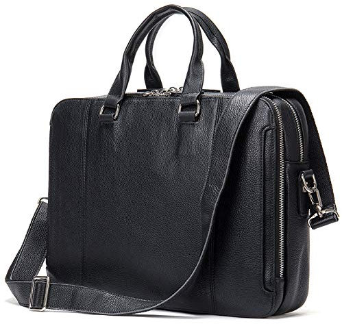 Herren Laptoptasche Arbeitstasche Handtasche, Mens Echtes Leder Aktentasche Klassische Business Bag 15,6 Zoll Laptop Schulter Messenger Bag Arbeit Satchel Bag Computer Handtasche Laptop Businesstasche