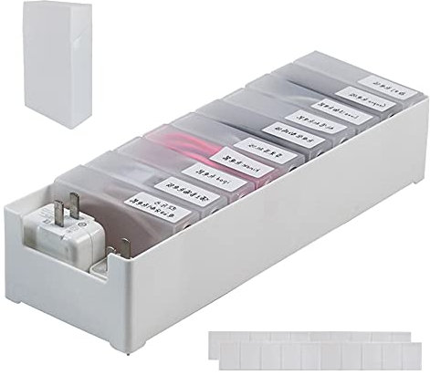 Data Cable Storage Box,Cable Management Box Dustproof Wires Keeper Cable Storage Bin Acrylic Data Cable Storage Box Multi-Grid Data Cable Storage Case for Home Office