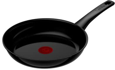 Tefal Renew On Black Bratpfanne 24 cm, Keramikversiegelung, umweltfreundlich recycelt, Thermo-Signal für alle Herdarten Induktion, Unbedenklich, Schwarz, C43504