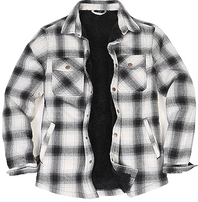 ZENTHACE Herren Sherpa Fleece gefüttert Flanell Jacke Jacke Outdoor Jagd Arbeit Plaid Flanell Shirt Jacken Herbst Outwear MS 3XL