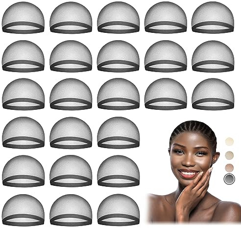 MYKURS 24 PCS HD Gorro para Pelucas Mujer, Gorro Redecilla Pelo, Negro