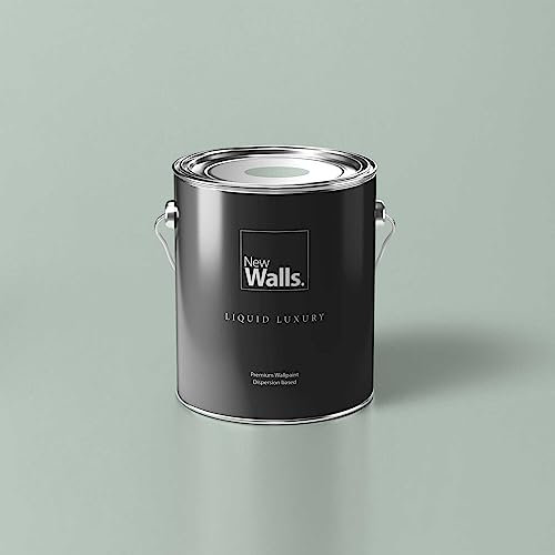 New Walls Premium Wandfarbe Grün, Salbei Liquid Luxury Dispersionsfarbe für Innenräume – 5 L