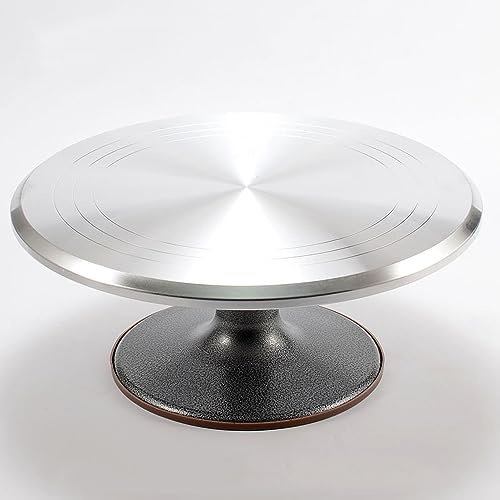 Rotating Cake Turntable, 14 Aluminum Revolving Cake Stand, Cake Spinner Display Tray Plate Tools Accessories for Baking Cupcakes, Pastries and Cake Decorations