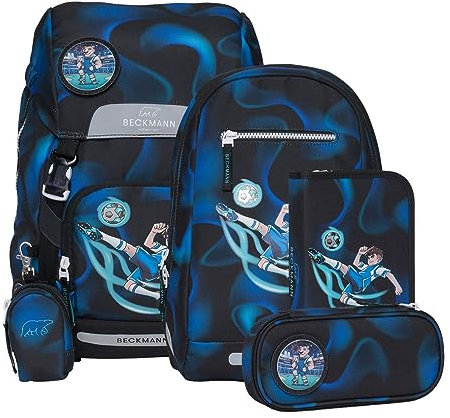 Beckmann, Schulrucksack-Set Classic Magic League, 6-teilig, Grundschule, ergonomisch, inkl. Regenüberzug, 22L