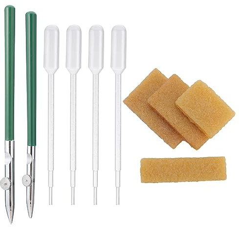 GORGECRAFT Bolígrafo de Regla Artística de 2 tamaño + Borrador de Goma de 4 tamaños + 4 pipetas de Transferencia de Plástico de 1 ml Bolígrafos Fluidos de Líneas Finas Ajustables con Punta de Pico