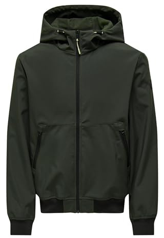 ONLY & SONS Onsbowie Bomber OTW Chaqueta Softshell para hombre, verde oscuro, M