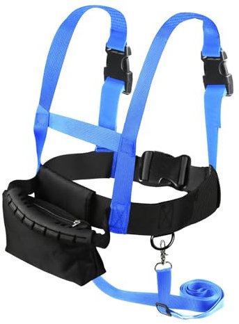 Ski und Snowboard Gurt für Kinder, Ski Gurt mit Abnehmbarer Leine und Tasche, Unterricht zur Geschwindigkeitskontrolle Ski Zubehör für Kinder Jungen Mädchen Anfänger (Blau)