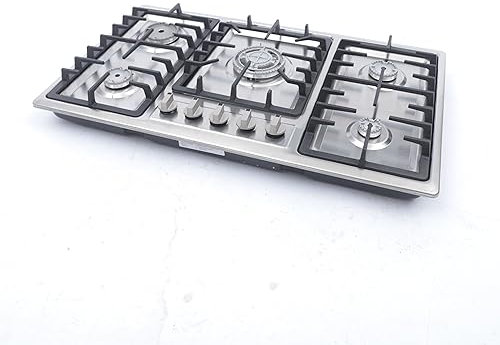86 * 50 * 12.5cm Fünfflammige Gasherd YUNRUX Edelstahl Einbau-Gasherd Energiesparende Gaskochfeld Kochplatte LPG Gaskocher Herdplatte Kochfeld für Propangas Gas-Herd für Küche, Camping & Wohnmobil
