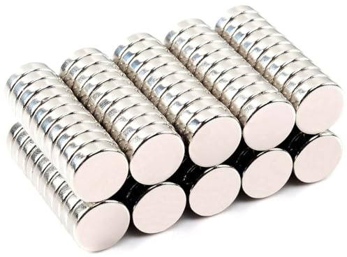 50 Stück Rund Neodym Magnete Extra Stark, 10x3mm Silber Magnete für Magnettafel, Starke Mini Magnete für Whiteboard, Glasmagnettafel, Handwerk, Kühlschrankmagnete, Magneten Starker Halt