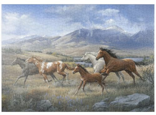 MyPuzzle Freiheit in den Bergen: Wildpferde - Premium 1000 Teile Puzzle - MyPuzzle Sonderkollektion von Puzzle Galaxy