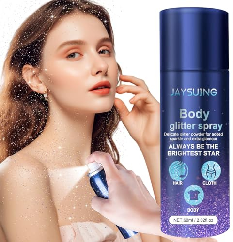 Glitzer Spray, Glitzerspray Haare und Kleidung, Glitter Spray, Body Glitter Spray, Glitzer Gesicht und Haare Spray, Glitzer Spray Haare und Körper für Halloween Fasching Karneval Party-60ml