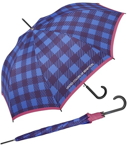 Benetton Long - Paraguas automático tipo bastón, con diseño de lunares, 105 cm