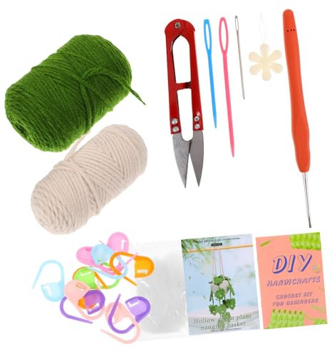 STOBOK Crochet for Beginners of Braided Hanging Basket Material Bag Knitting Kit Decor Supplies