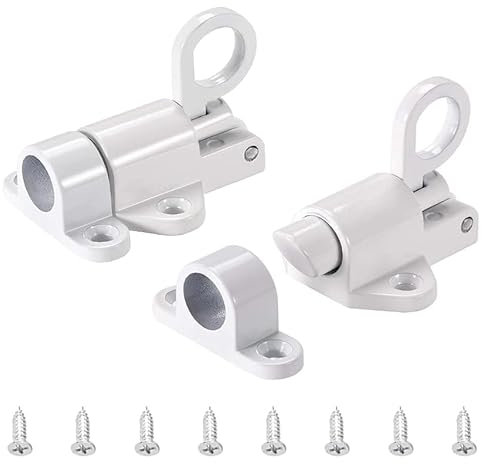 BRIOTA 2 Stück Automatische Verriegelung Türriegel, Federverriegelung Fensterriegel Sperrriegel, Einbruchschutz Fenstersicherung mit Schrauben für Fenster Schranktüren Balkontüren (Weiß)