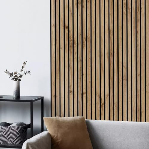 Panneaux acoustiques en chêne clair Sonoma, 278 cm de hauteur, 60 cm de largeur, 9 mm d'épaisseur, roulés (PECAN)