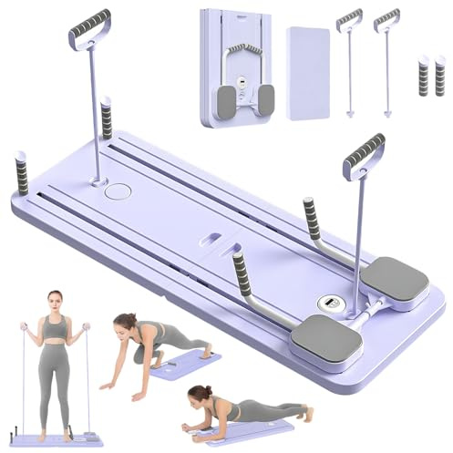 Pilates Reformer, 5 in 1 Pilates , La Ruota Addominale Push-Up rimbalza Automaticamente Timer Pilates, Tavola Addominale Pilates Multifunzione per la Casa e la Palestra (Viola)