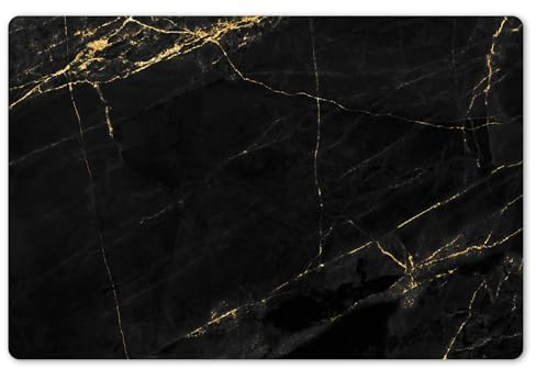KitchenYeah© Set di Tovagliette Colazione Lavabili 6 Pezzi 45x30 cm Tovaglietta Americana in Plastica Colorata Antiscivolo Design Moderno Effetto Marmo - Lusso - Nero - Oro