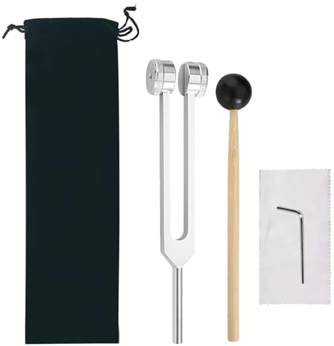 128Hz Tuning Fork Set, Aluminum Alloy Tuning Fork Dual Mallets, Medical Grade Sound Therapy Tool for Healing, Chakra Balancing, Meditation, Anti Magnetic Design