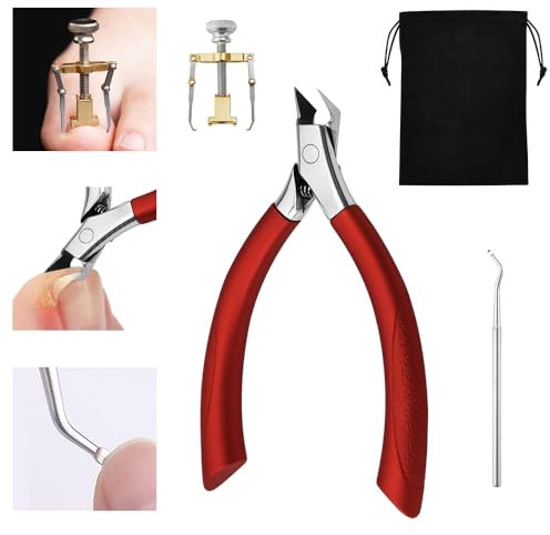 JNEYVIC Alicates de Uñas Pies, Cortaúñas para Uñas Encarnadas, Tenazas para Garras Gruesas y Encarnadas con 1 Corrector de Uñas Encarnadas con 1 Elevador de Uñas, Herramientas para Uñas Encarnada
