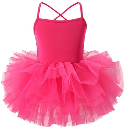 Zeiayuas Girls' Ballet Tutu Dress Cotton Dance Leotard Sleeveless Spaghetti Strap Ballerina Outfit Toddler Activewear Dance Leotard Criss-Cross Back Children Dancewear Ballroom Dancer Costume