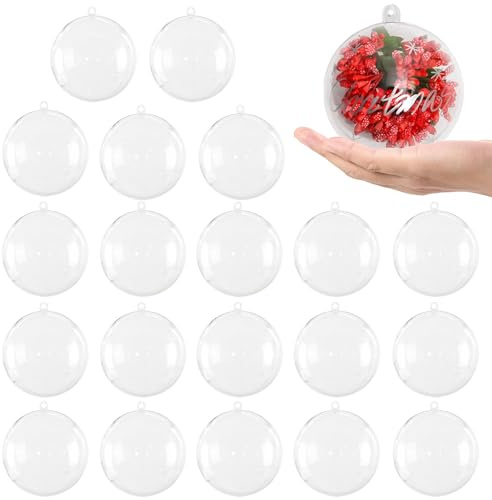 20 PCS Clear Plastic Fillable Balls Ornaments, 3.15 Inch Christmas Ornament Balls for DIY Crafts, Hanging Ornaments, Christmas Tree Decoration, Personalized Gifts, Home Decor
