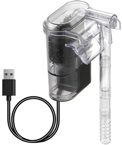 WMFASBAG Fischtank aufgehängtes Filter Mini Filter einstellbares Wasserfluss Aquarium am Filter USB -Stecker for Süßwassersalzwassertank hängen