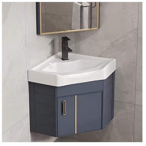 DMBBSAPBSH Eckwaschbecken mit Unterschrank, Badezimmer-Waschtisch, Eck-Wandwaschbecken mit Stauraum(Blue,38cm/14.9in)