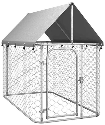 Eleganz Outdoor Hundezwinger mit Dach 200x100x150 cm - Großer, Stabiler Hundekäfig für Garten & Terrasse - Wetterfest & sicher für Hunde Aller Größen - Ideal für Training & Schutz
