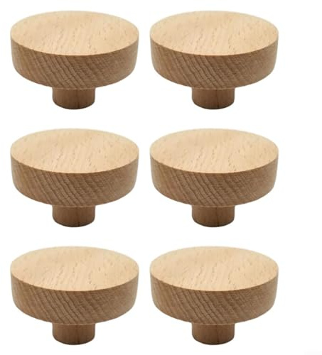 Fauhapyway Pomos redondos de madera natural para gabinete, tiradores de cajones, accesorios para muebles con tornillos para aparador de cocina, 1.4 pulgadas, paquete de 10