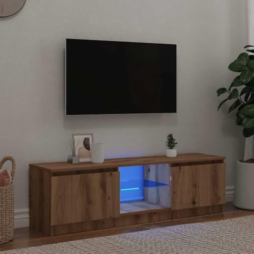 Générique Meuble TV avec lumières LED chêne Artisanal Bois d'ingénierie,Meubles,Meubles TV,Brun,18.55 KG,856348