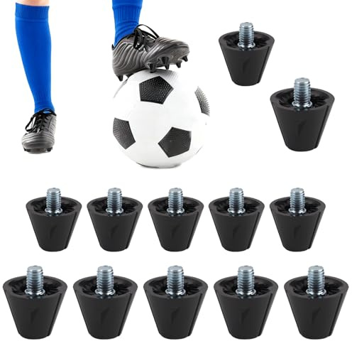 HJYIMYI Lot de 12 Crampons de Rechange pour Chaussures de Football, Crampons à Vis 13/16 mm, Nylon, Tête Métallique, pour Football et Rugby, Noir