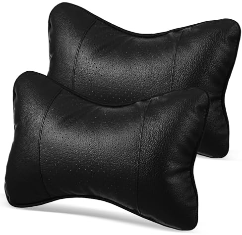 NUOBESTY 2 pièces Oreiller de Cou Voiture Noir Coussin de Soutien Nuque Confortable pour Conduite et Voyage Protection Cervicale et Relaxation Musculaire Adapté Aux Quatre Saisons